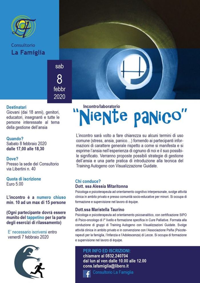 Featured image for “Niente panico – incontro e laboratorio”