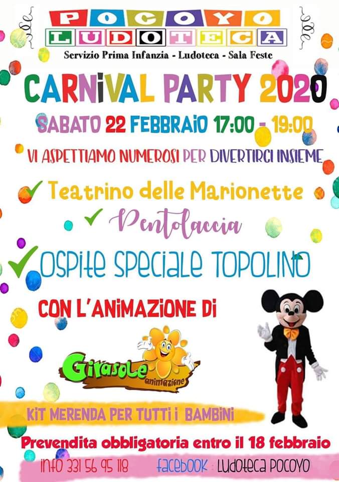 Featured image for “Carnival Party alla Ludoteca Pocoyo”