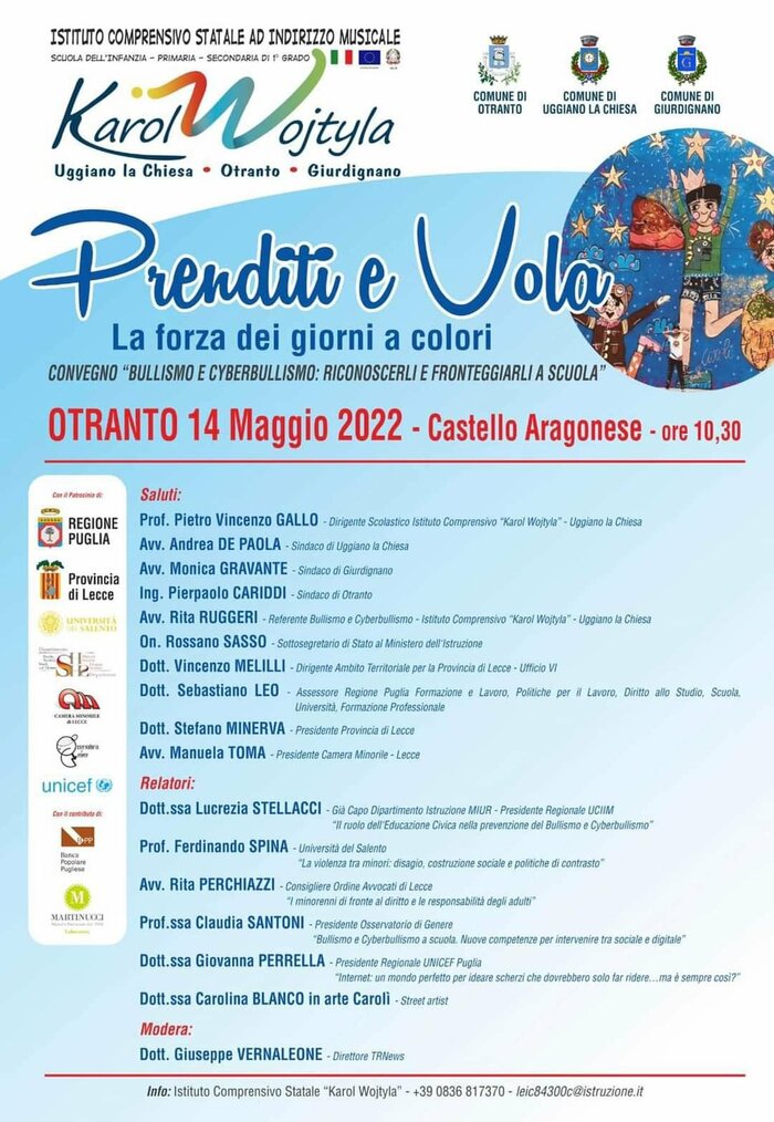Featured image for “Prenditi e vola – Convegno bullismo e cyberbullismo”