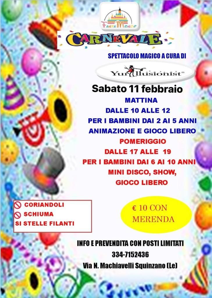 Featured image for “Carnevale Magico con mago Yuri”