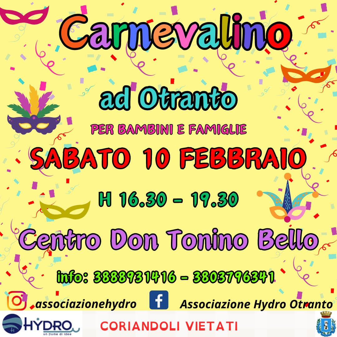 Festa di Carnevale 2024 centro Don Tonino Bello Otranto