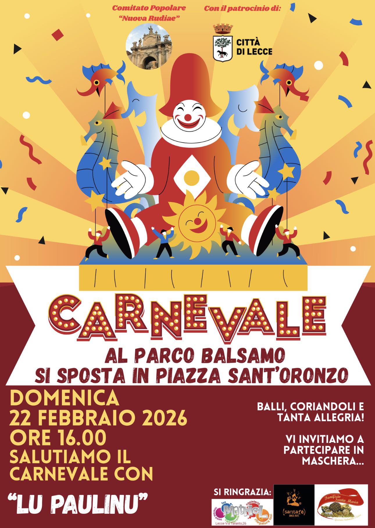 Featured image for “Carnevale Parco Balsamo… in piazza Sant’Oronzo”