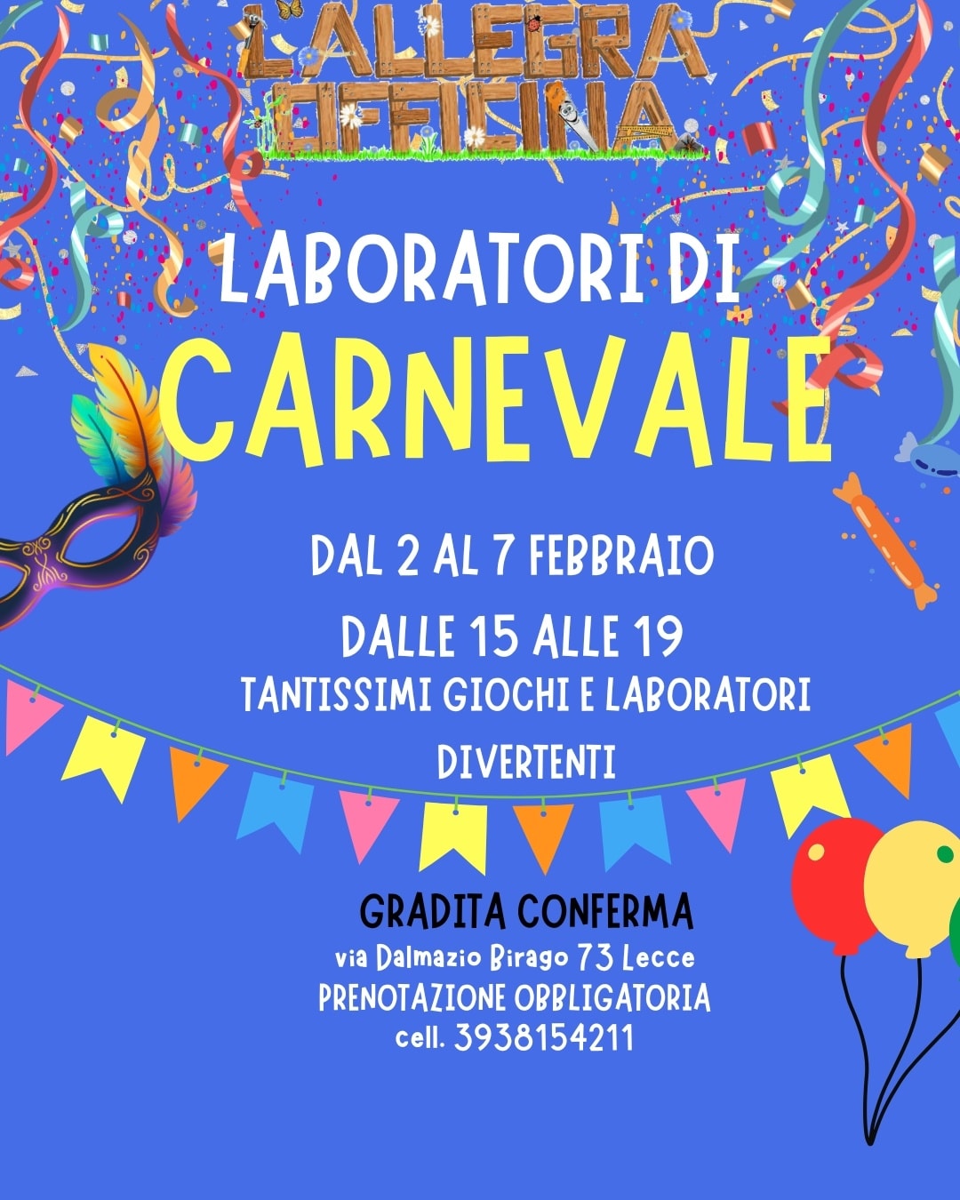 Featured image for “Laboratori di carnevale all’Allegra officina”