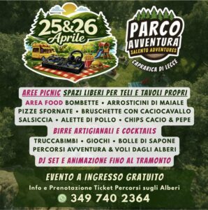locandina Parco Avventura Salento 25 aprile 2026